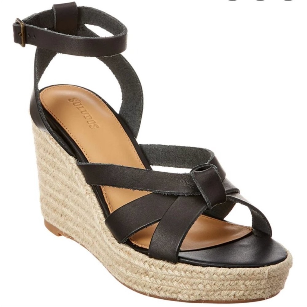 SOLUDOS Charlotte Leather Wedge Sandal Sz. 6.5 NWT